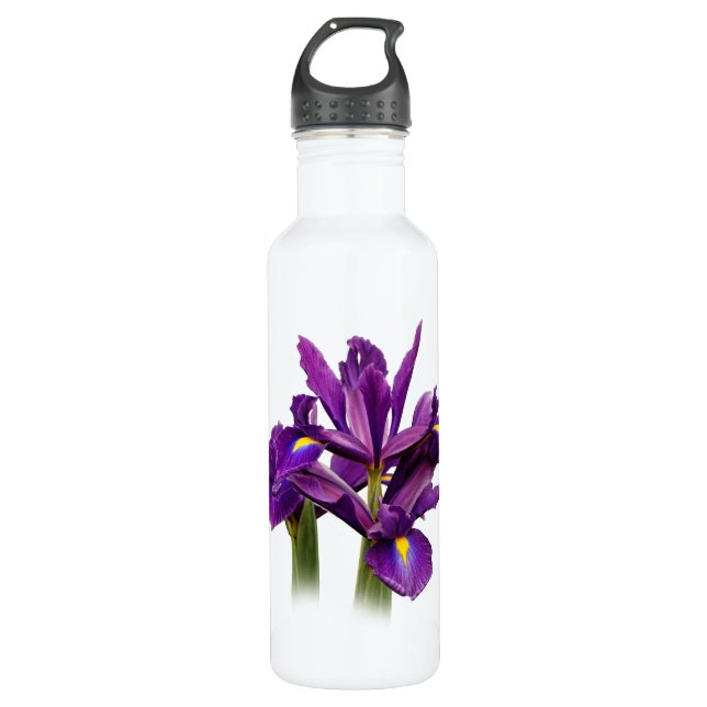 Elegant Dutch Iris Lila Sensation Blume Edelstahlflasche (Vorderseite)