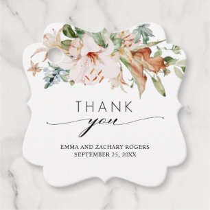 Elegant Earthy Blooms Floral Wedding Vielen Dank Geschenkanhänger