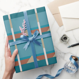 Elegant Earthy Brown, Blue Birthday, All-Occasion Geschenkpapier