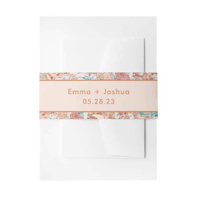 Elegant Earthy Brown Botanical Wedding Einladungsbanderole (Vorderseite Beispiel)