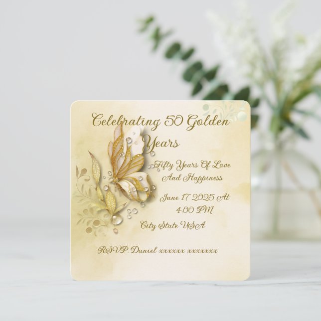 Elegant Earthy Butterfly Classic Einladung (Stehend Vorderseite)
