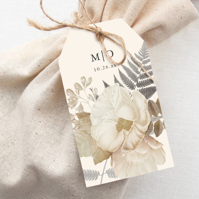 Elegant Earthy Floral Chic Cream Wedding Geschenkanhänger (Von Creator hochgeladen)