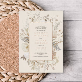 Elegant Earthy Floral Chic Cream Wedding REAL Folieneinladung