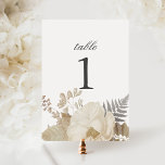 Elegant Earthy Floral Chic White Wedding  Tischnummer<br><div class="desc">This lovely wedding table number sign features a border of pretty boho flowers in subtle neutral tones with classic typography. The card is the same on both sides. Use card holders from catering or party supply retailers... OR you can purchase elegant photo frames to place on tables (available at a...</div>