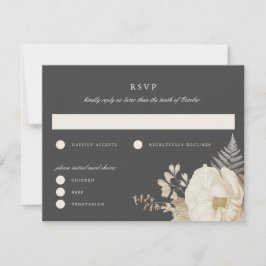 Elegant Earthy Floral Gray Wedding RSVP Replik Car Einladung