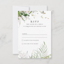 Elegant Earthy Greenerity Watercolor Wedding RSVP Karte
