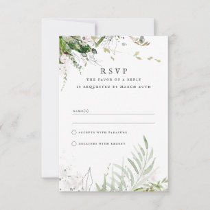 Elegant Earthy Greenerity Watercolor Wedding RSVP Karte