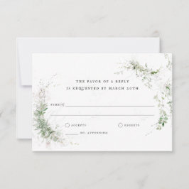 Elegant Earthy Greenerity Watercolor Wedding RSVP Karte