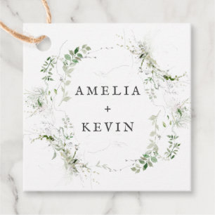 Elegant Earthy Greenery Personalisiert Names Date Geschenkanhänger