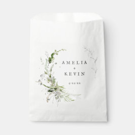 Elegant Earthy Greenery Personalisiert Names Date Geschenktütchen