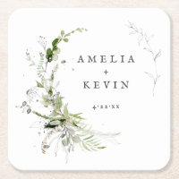 Elegant Earthy Greenery Personalisiert Names Date