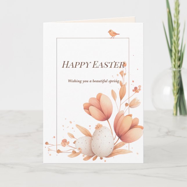 Elegant Easter Greeting Card with Floral Frame Karte (Vorderseite)