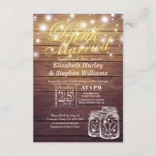 Elegant EAT Boire & Etre Marié Mariage Invitations