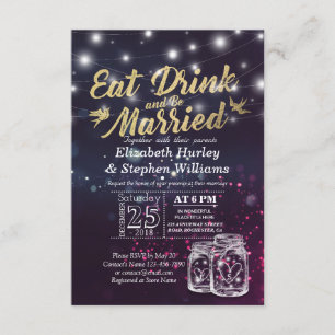 Elegant EAT Boire & Etre Marié Mariage Invitations