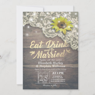 Elegant EAT Boire & Etre Marié Mariage Invitations