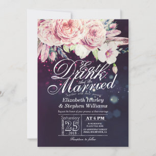 Elegant EAT Boire & Etre Marié Mariage Invitations