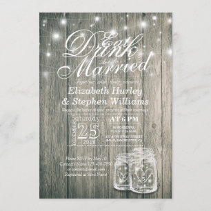 Elegant EAT Boire & Etre Marié Mariage Invitations