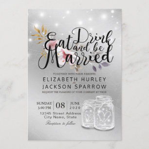 Elegant EAT Boire & Etre Marié Mariage Invitations