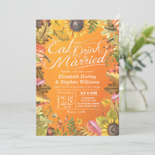 Elegant EAT Boire & Etre Marié Mariage Invitations