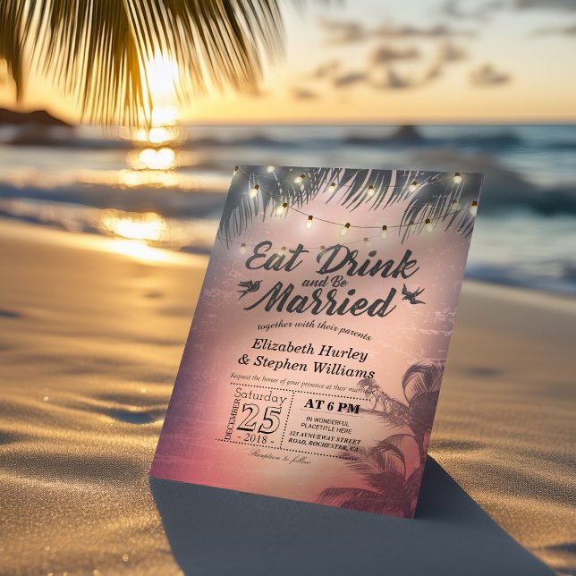 Elegant EAT Boire & Etre Marié Mariage Invitations (Créateur téléchargé)