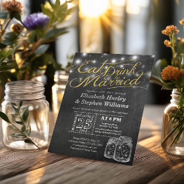 Elegant EAT Boire & Etre Marié Mariage Invitations