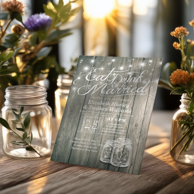 Elegant EAT Boire & Etre Marié Mariage Invitations (Créateur téléchargé)