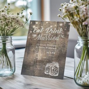 Elegant EAT Boire & Etre Marié Mariage Invitations