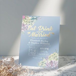 Elegant EAT Boire & Etre Marié Mariage Invitations