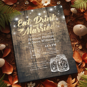 Elegant EAT Boire & Etre Marié Mariage Invitations