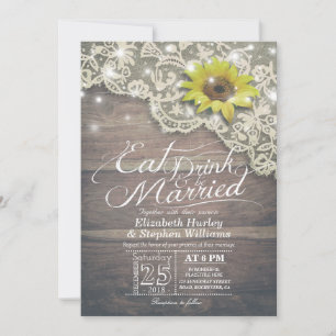 Elegant EAT Boire & Etre Marié Mariage Invitations