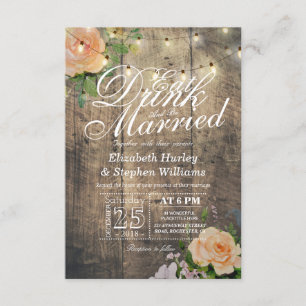 Elegant EAT Boire & Etre Marié Mariage Invitations