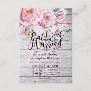 Elegant EAT Boire & Etre Marié Mariage Invitations