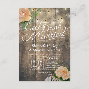 Elegant EAT Boire & Etre Marié Mariage Invitations