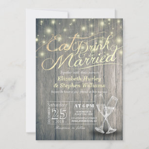 Elegant EAT Boire & Etre Marié Mariage Invitations