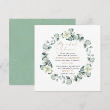 Elegant Ecalyptus Floral Bridal Dusche Einladung