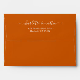 Élégant écriture orange brûlée Adresse de retour M