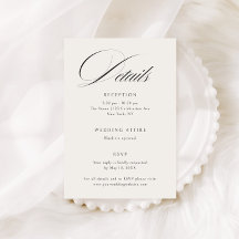 Elegant Ecru Black Calligraphy Wedding Details