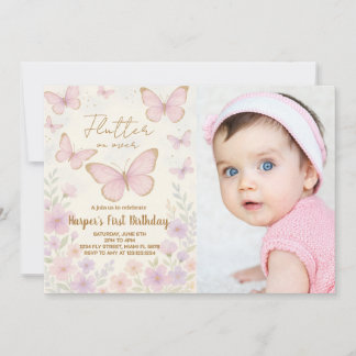 Elegant Editable Butterfly zum Geburtstag Einladun Einladung