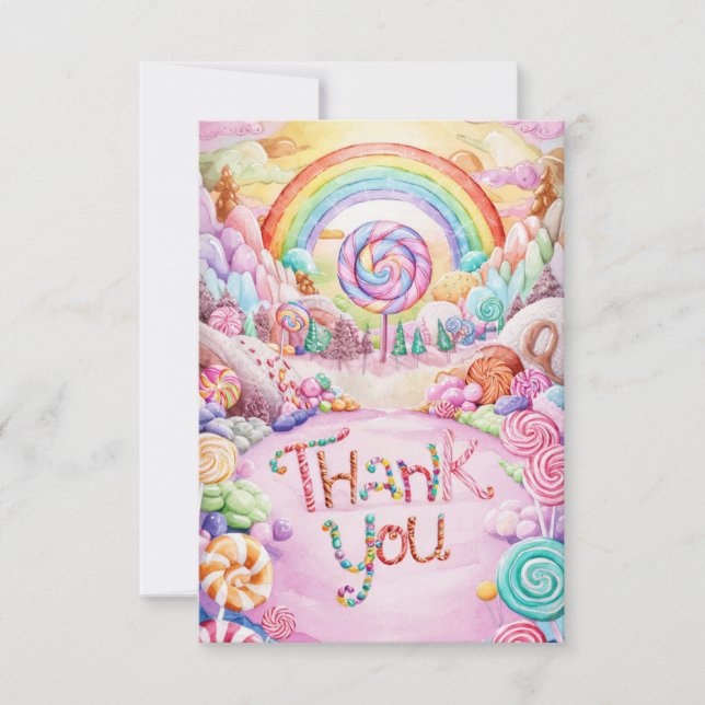 Elegant Editable Candyland danke Karte (Vorderseite)