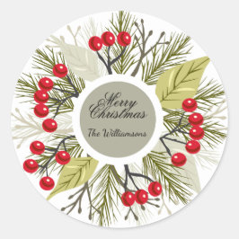 Elegant Editable Christmas Circle Sticker