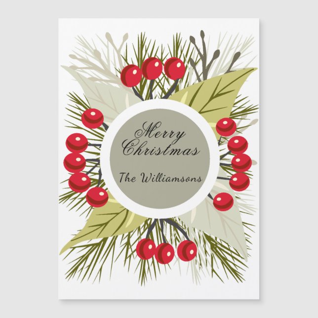 Elegant Editable Christmas/Holiday Magnetic Card Magnetkarte (Vorderseite)