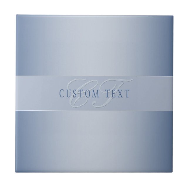 Elegant Editable Monogram Script Writing | Blau Fliese (Vorderseite)