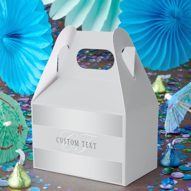 Elegant Editable Monogram Script Writing | Grau Geschenkschachtel (Party)