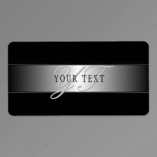 Elegant Editable Monogram Script Writing   Schwarz Adressaufkleber
