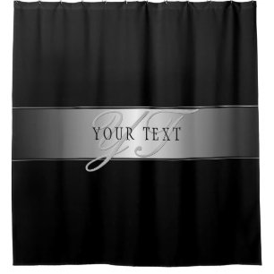 Elegant Editable Monogram Script Writing Schwarz Duschvorhang