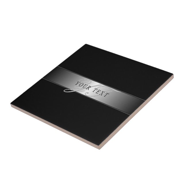 Elegant Editable Monogram Script Writing | Schwarz Fliese (Seite)