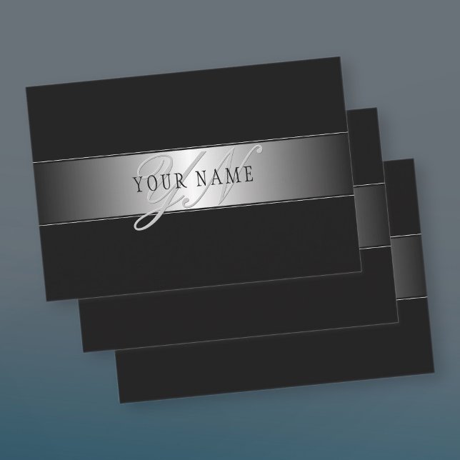 Elegant Editable Monogram Script Writing | Schwarz Geschenkpapier Set (Von Creator hochgeladen)