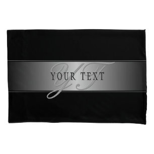 Elegant Editable Monogram Script Writing Schwarz Kissenbezug