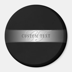 Elegant Editable Monogram Script Writing Schwarz Magnet