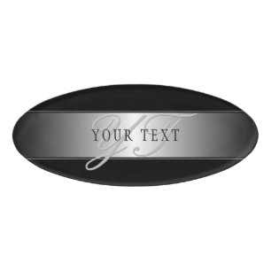 Elegant Editable Monogram Script Writing Schwarz Namenschild